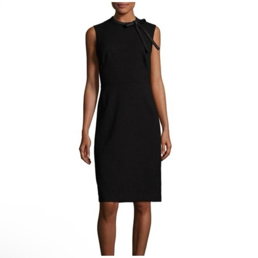 NANETTE Nanette Lepore Womens Classic Black Sheath Knee Length Dress Detail Trim